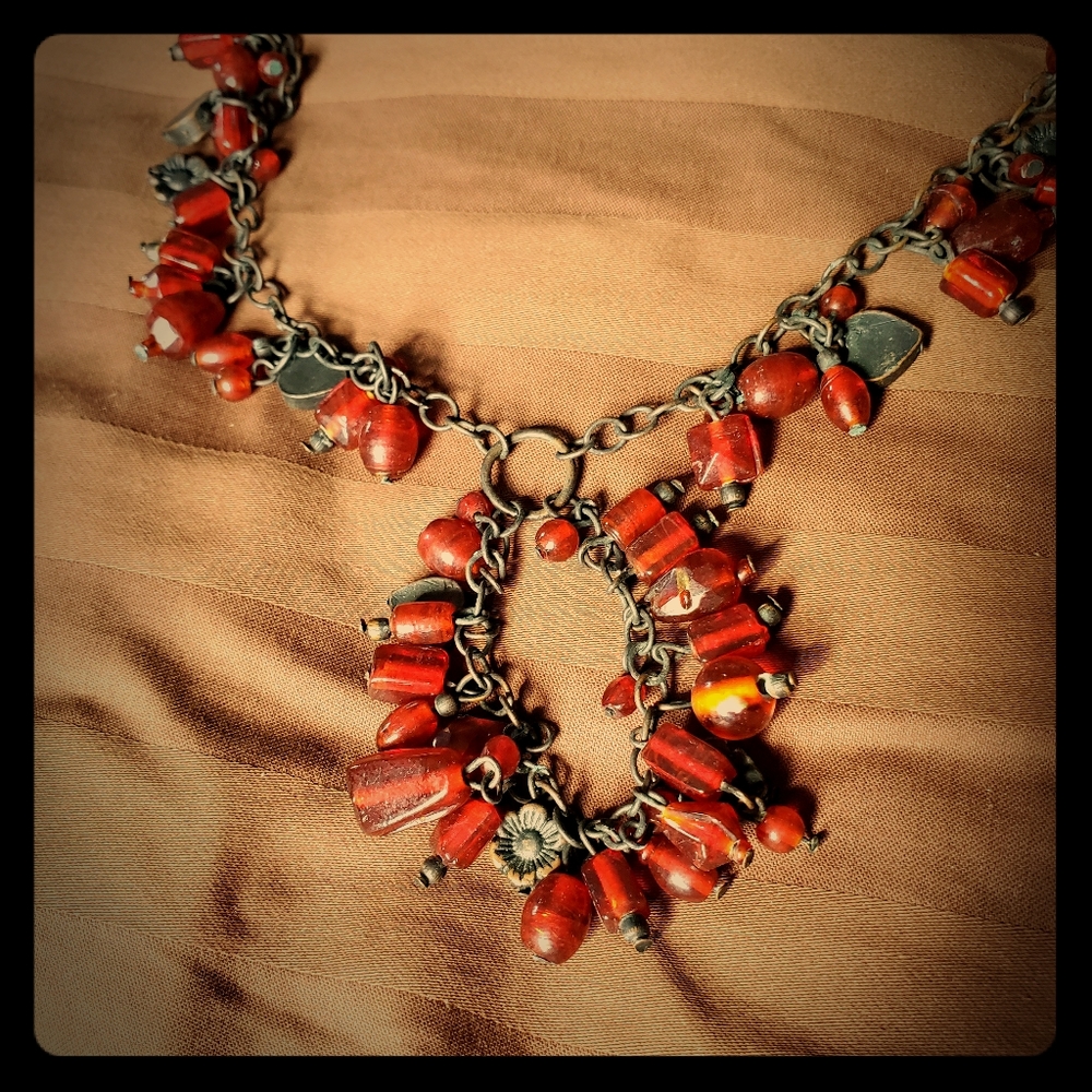 Black and Red Beaded Necklace